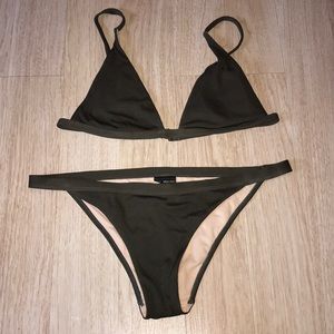 Olive ribbed bikini set